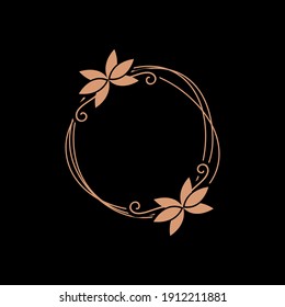 leaf circle ornament logo design