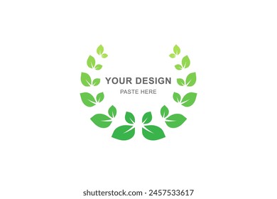 Leaf circle round element decorative logo design. vector foliage organic illustration for spring