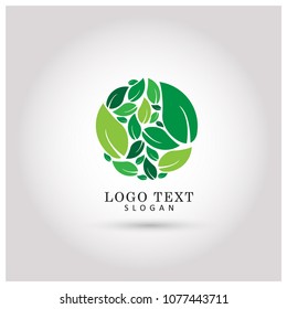 Leaf Circle & Round Logo. Symbol & Icon Vector Template.