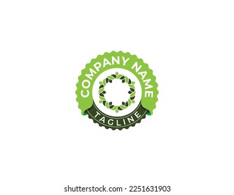 Icono de símbolo de signo de logotipo de marca de marca de redondeo de círculo de hoja Diseño de elemento. Organic, Herbal, Productos Naturales, Salud, Ecología, Logotipo Spa. Plantilla de ilustración de vector
