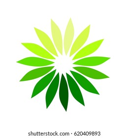 Leaf circle in shades of green logo, vector