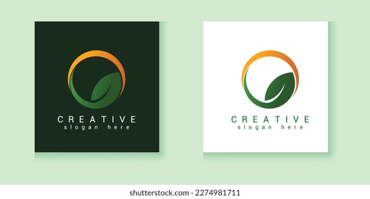 leaf circle shape logo dan icon