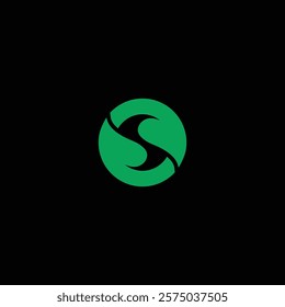 Leaf circle shape modern logo vector illustration. O S abstract lettering icon design element.
