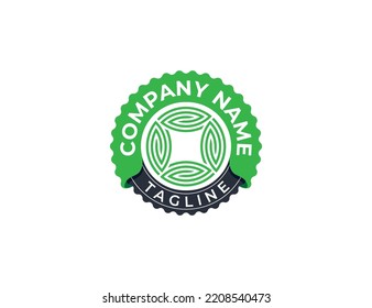 Leaf Circle Stamp Badge Logo Concept symbol sign icon Element Design. Herbal, Natural Products, Cosmetics, Ecology, health Care, spa, yoga Logotype. Vector illustration template