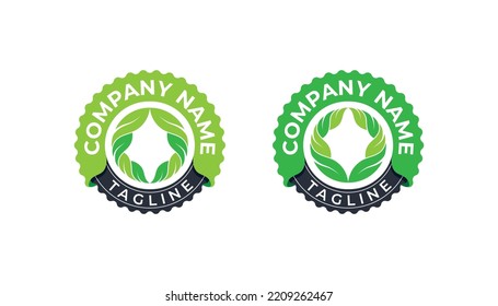 Leaf Circle Stamp Badge Logo Concept icon sign symbol Design Element. Herbal, Natural Products, Natural, Ecology, Eco Logotype. Vector illustration template