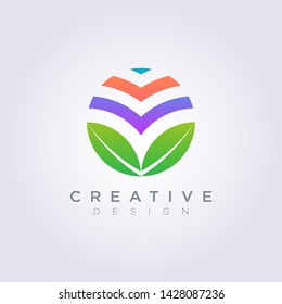 Leaf Circle Template Design Company Logo Vector Symbol Icon.