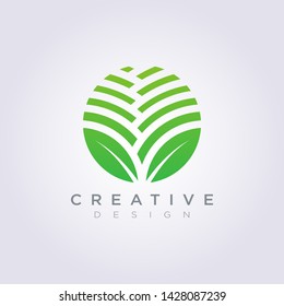Leaf Circle Template Design Company Logo Vector Symbol Icon.