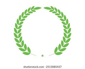 Leaf circle template design for logo . Winner chaplet. Laurel wreath silhouette icon. Vintage olive leaves emblem. Circle tree branch success symbol