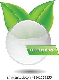 leaf with circle vector logo,o letter leaf logo, O Initial Icon Nature