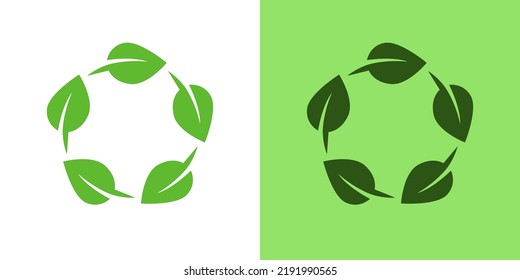 Leaf Circular Reuse Green Energy Solid Icons Design Vector. Power Ecology Sustainability Symbol Illustration.