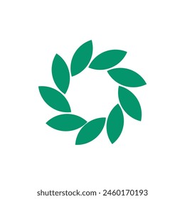 Leaf circular reuse green energy solid icons design vector. Power ecology sustainability symbol illustration. Logo Leaves Spiral.