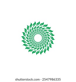 Hoja circular reutilizar el Vector de energía verde. diseño de logotipo orgánico. Hojas de logotipo en espiral