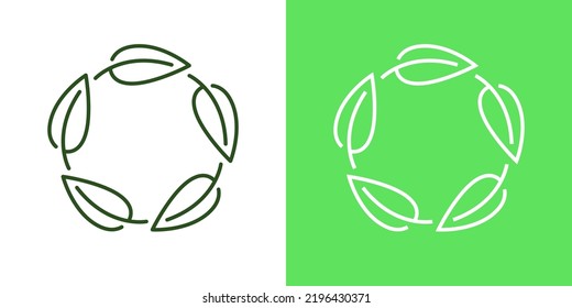 Vector de diseño de iconos de reutilización circular de hoja. Ilustración del símbolo de sostenibilidad de la ecología de energía limpia.	