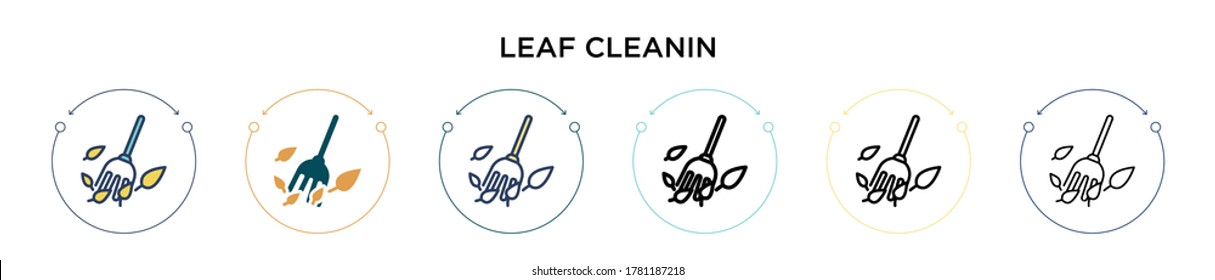 Leaf cleanin icon in filled, thin line, outline and stroke style. Vector illustration of two colored and black leaf cleanin vector icons designs can be used for mobile, ui, web