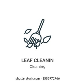 Leaf cleanin outline vector icon. Thin line black leaf cleanin icon, flat vector simple element illustration from editable cleaning concept isolated on white background