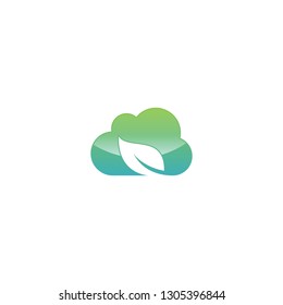 Leaf cloud technology icon vector in modern style for web, graphic and mobile design. Cloud data access for business. Vector illustration EPS.8 EPS.10