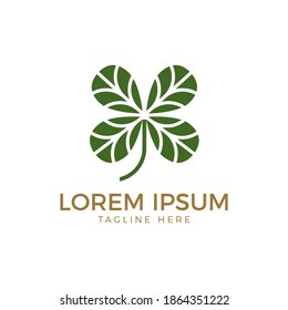 LEAF CLOVE NATURE LUXURY LOGO WITH SIMPLE AND MINIMALIST STYLE FOR GARDEN AND HOTEL LOGO