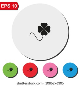 Leaf clover flat round colorful vector icon. Saint patrick symbol.