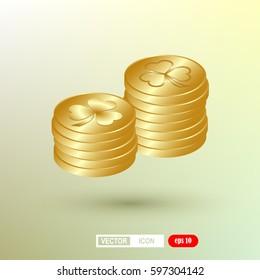 leaf clover and gold coins, landing page icon