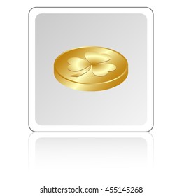leaf clover and gold coins, vector . Flat design style.