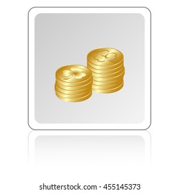 leaf clover and gold coins, vector. Flat design style.