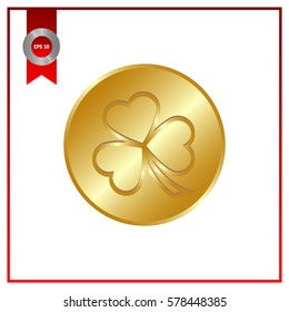 leaf clover and gold coins, vector 