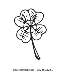 A leaf of clover hand-drawn in black ink on a white background