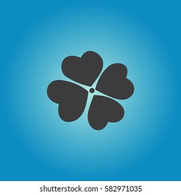 Leaf clover icon. Flat vector illustration in black on white background.