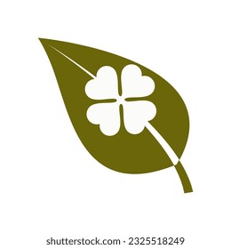 leaf with clover icon on white
