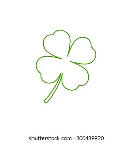 Leaf clover icon. Saint patrick symbol. Outline design style. Ecology concept.