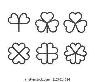 Leaf clover icons concept line style collection