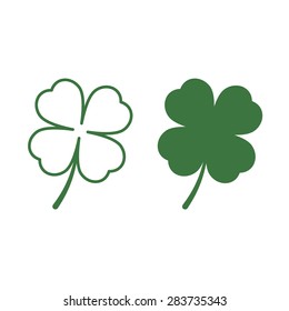 Leaf clover icons. Saint Patrick symbol. Flat and line design style. Ecology concept.