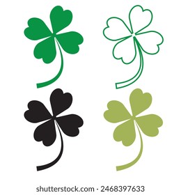 leaf clover icons set. Abstract Good luck symbol icons.
