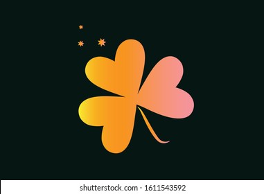 leaf clover isolated on white, vector illustration for St. Patrick's day. 
Golden clover for good luck