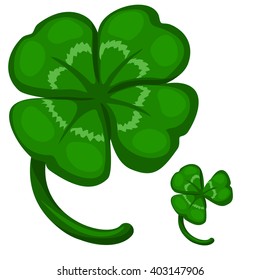 Leaf clover isolated on white background. Cartoon vector close-up illustration.