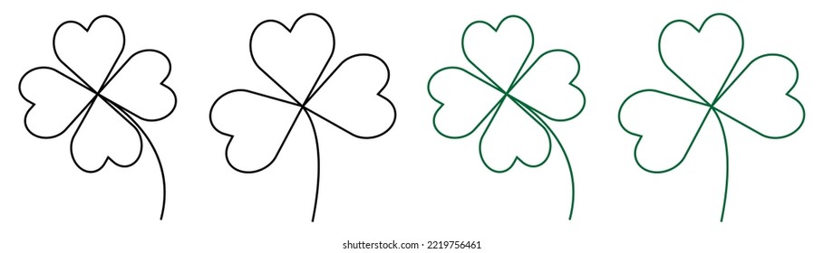 Leaf clover line icons. Saint patrick symbol. Ecology concept.
