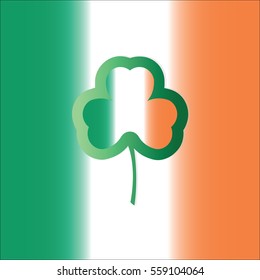 Leaf clover on a background of the Irish flag. St.Patrick 's Day