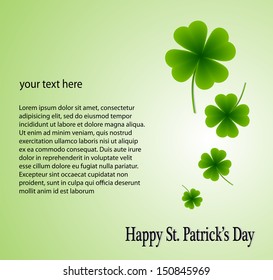 leaf clover on a green background for a Happy St Patrick s Day