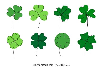 leaf clover. One continuous line art. Cloverleaf