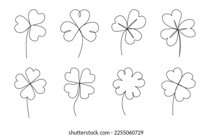 leaf clover. One line art. Cloverleaf