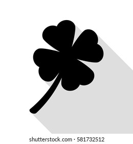 Leaf clover sign. Black icon with flat style shadow path.