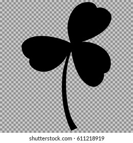 Leaf clover sign. Black a symbol on a transparent background. 