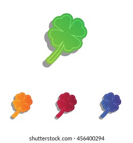 Leaf clover sign. Colorfull applique icons set.
