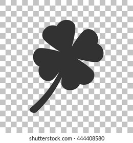 Leaf clover sign. Dark gray icon on transparent background.