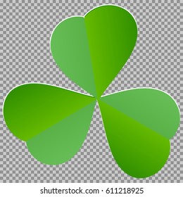 Leaf clover sign. Dark green icon on transparent background.