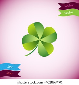 Leaf clover sign icon. Ecology concept. Flat design style.
