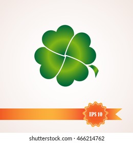 Leaf clover sign icon. Ecology concept. Flat design style.