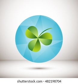 Leaf clover sign icon. Ecology concept. Flat design style.