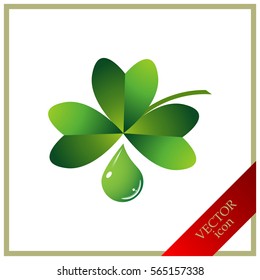 Leaf clover sign icon. Ecology concept. Flat design style.
