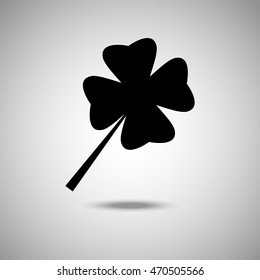 Leaf clover sign icon. Flat style. Grey background. Vector illustration.